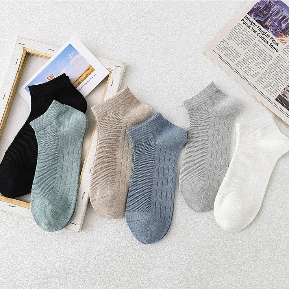

2022 Summer Fashion Mens Socks Hollow Out Mesh Breathable Low Cut Ankle Socks Casual Solid Color Business Man Male Short Socks