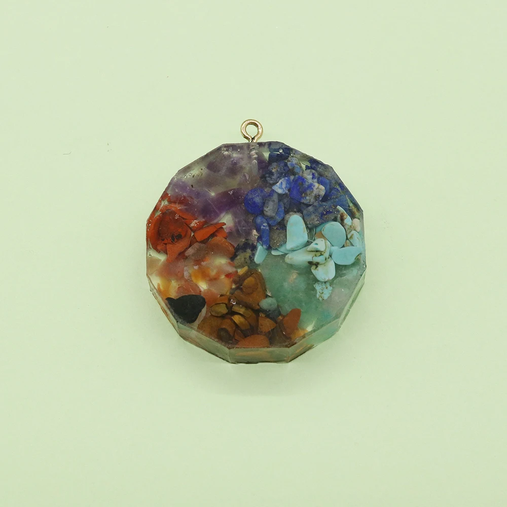 Модный натуральный камень семь чакр кулон из смолы оргональный духовный