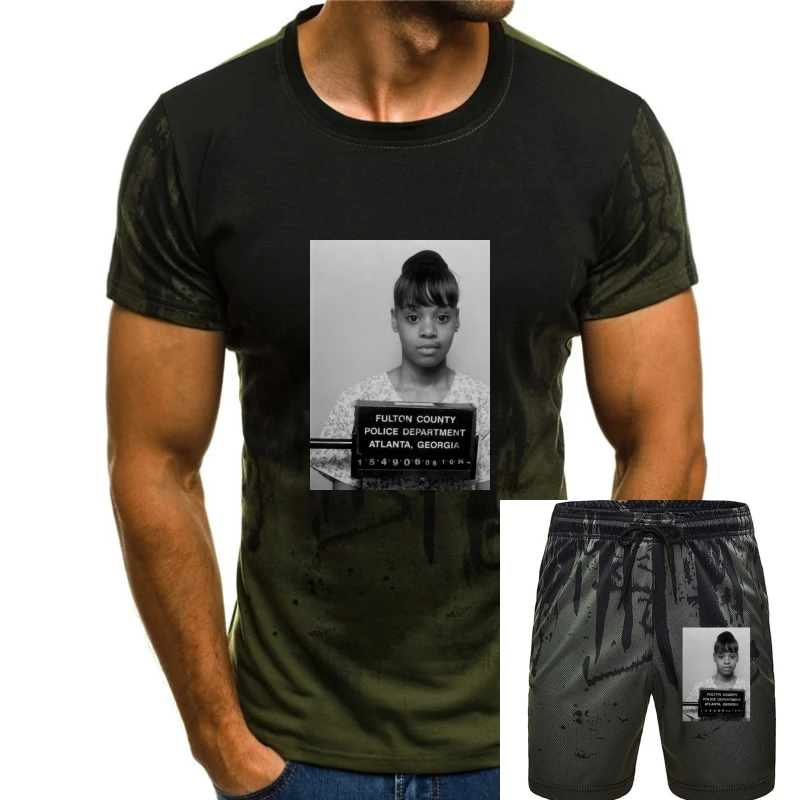 

Lisa Left Eye Lopez TLC mugshot White T-shirt sizes available S-3XL men t shirt