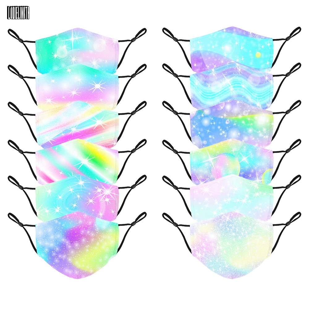 

Модная маска с принтом Tie Dye для взрослых, многоразовые хлопковые фильтры PM2.5, пылезащитная дышащая противовирусная защитная маска, цветная ...