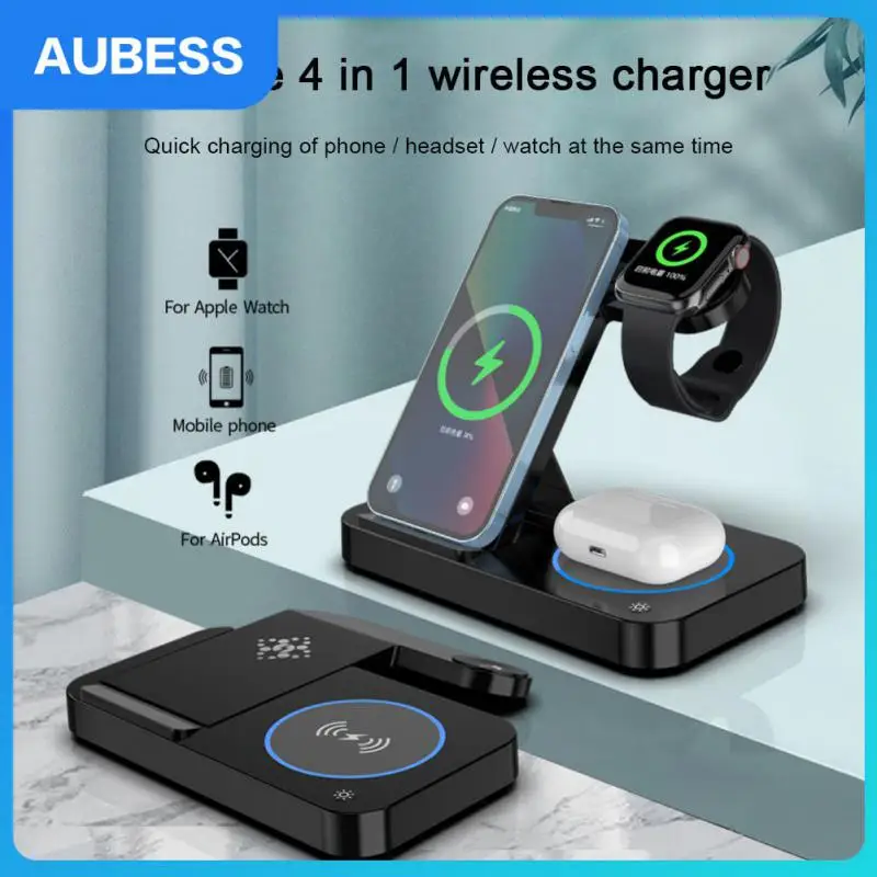 

Portable Induction Charging Pad 4 In 1 Charging Station Fireproof 15w Fast Charging Dock Station Chargers For Samsung Galaxy