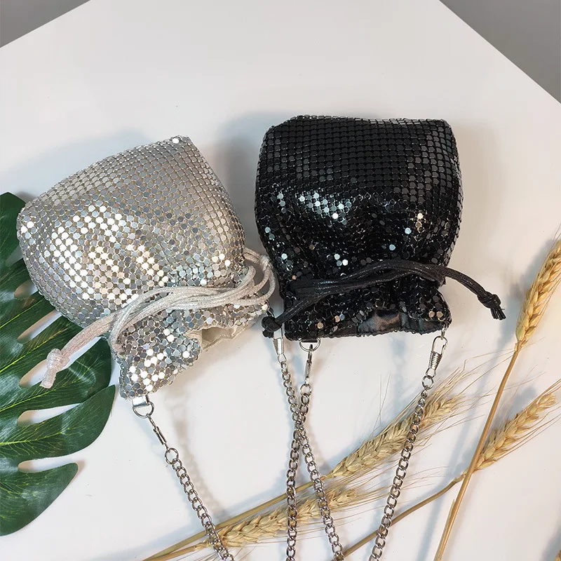 Сумка на удачу с блестками маленькая сумка женская сумка-мешок мини-сумка