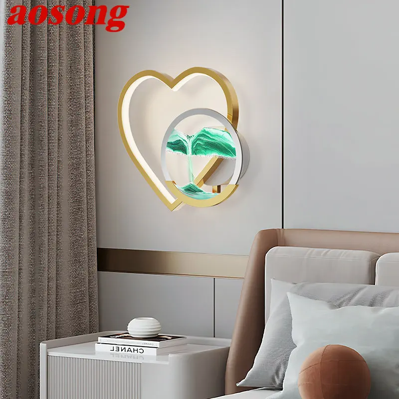 

AOSONG Hourglass Wall Lamp LED 3 Colors Modern Creative Design Heart Shaped Sconce Light for Home Bedroom Bedside Decor