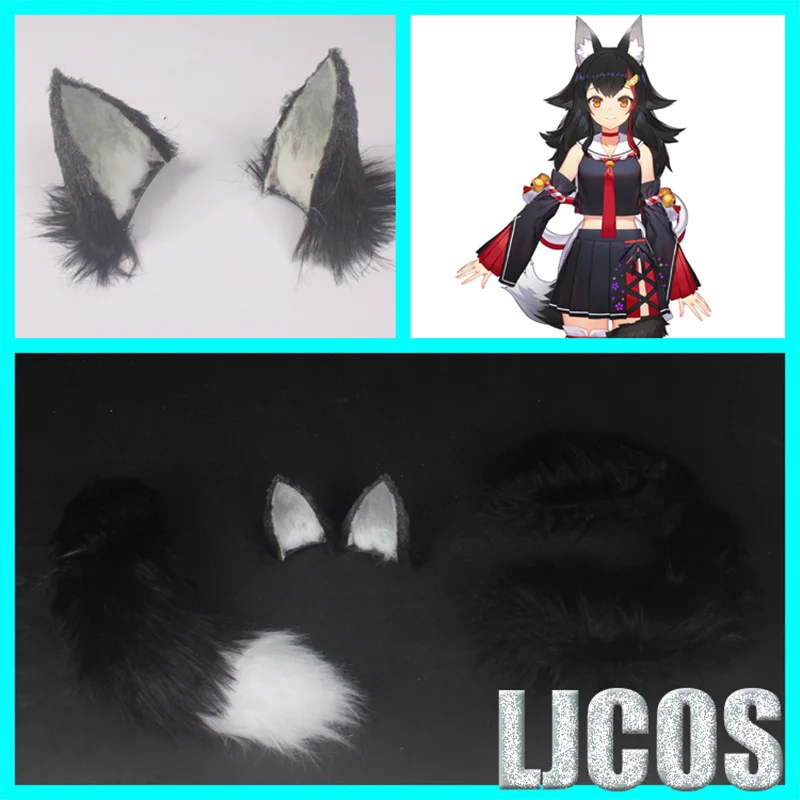 

Hololive VTuber Ookami Mio Ears Tail Leg Furs Cosplay Accessory Prop Headwear Hair Pin Handmade cosplay anime