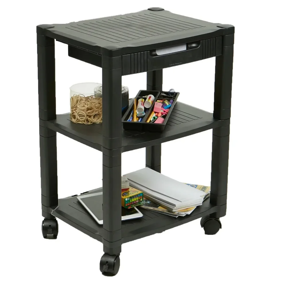 

3-Tier Adjustable Printer Stand with Wheels, Black