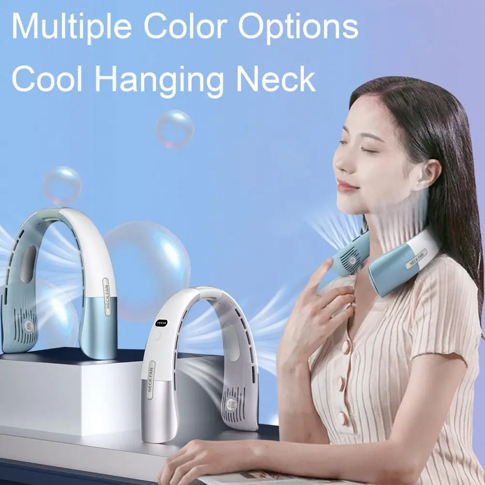 

Portable Electric Bladeless Hanging Neck Fan Mini Outdoor Travel Small Neck Fan USB Rechargeable Air Cooler Sports Neckband Fans