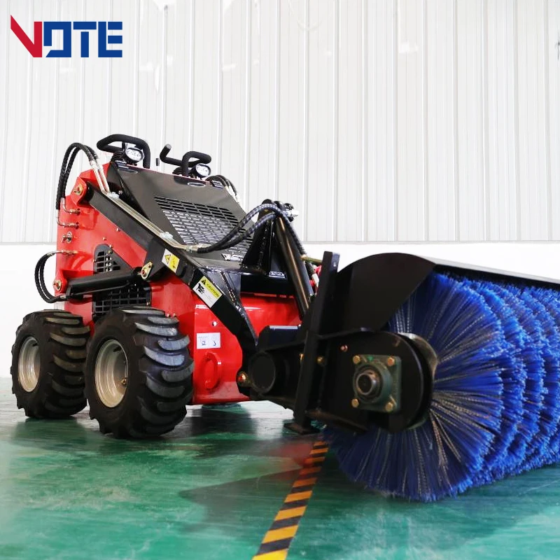 

China CE good price high quality engine23 hp mini skid steer wheel loader for sale Angle Broom