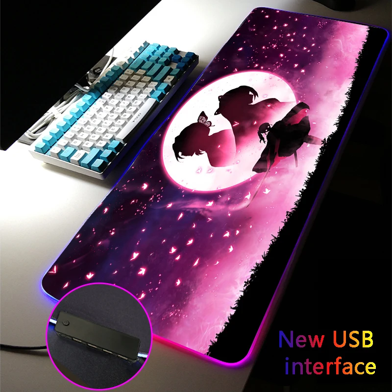 RGB Mouse Pad USB Hub Kochou Multi-interfac Desk Mats Demon Slayer Four USB Docking Dock Gaming MousePad Typec Interface Nezuko