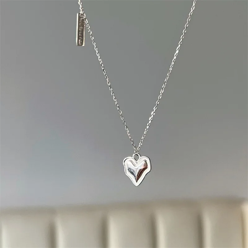 

925 Stamp Silver Irregular Heart Necklaces For Women Korean Fashion Necklaces For Women Christmas Gift Free Shipping GaaBou