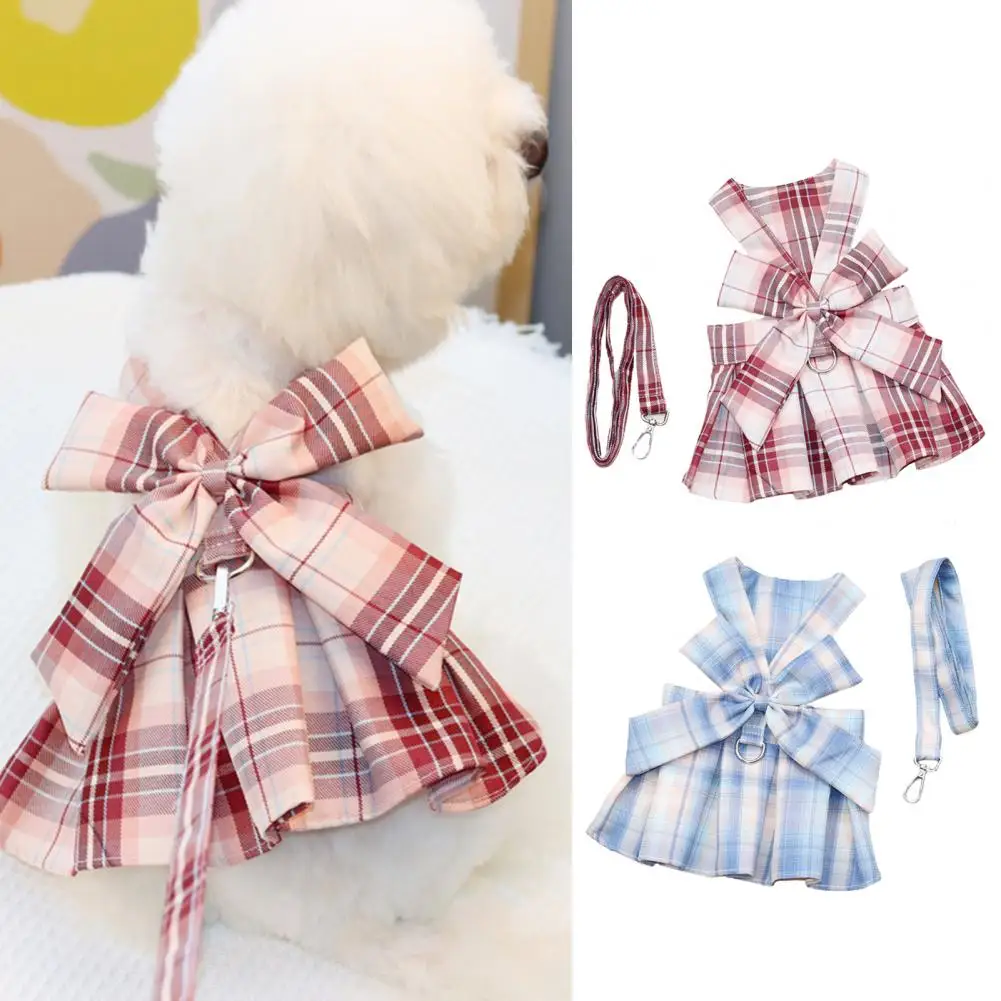 

Adjustable Useful Bowknot Buckle Rope Pet Harness Dress Fasten Belt Dress Harness Set Safe for Birthday