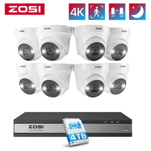 ZOSI 4K PoE CCTV система 8,0 MP Ультра HD наружная Безопасность IP камеры 16CH CCTV NVR с двухсторонним аудио видео наблюдения комплект