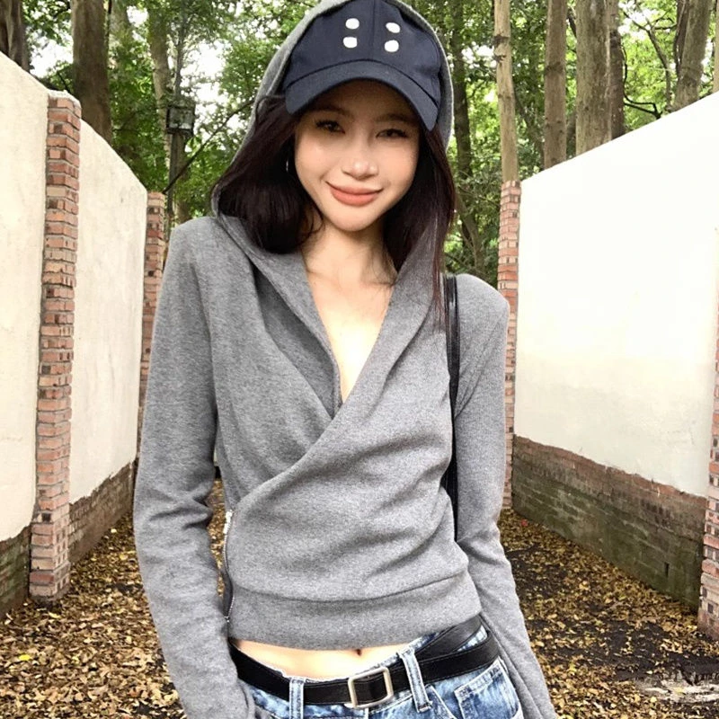 Футболка с капюшоном и длинными рукавами в стиле ретро женская осенняя футболка