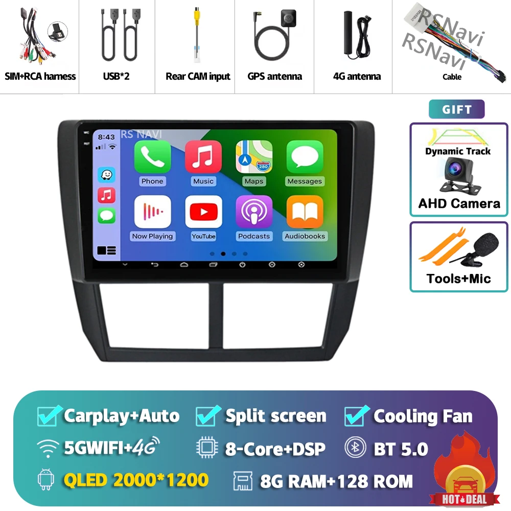 

Android 15 Carplay авто автомобильный радиоприемник мультимедийный плеер для Subaru Forester Impreza 2007-2013 2din авторадио стерео головное устройство