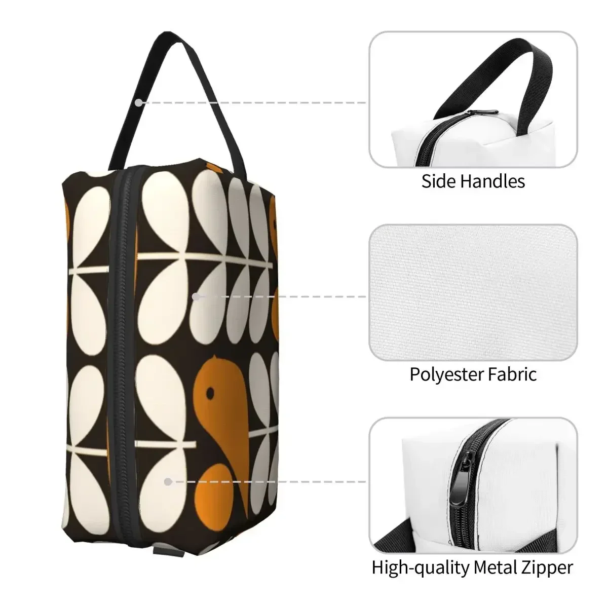 Multistem Birds черный белый оранжевый косметичка Orla Kiely Scandi косметический органайзер