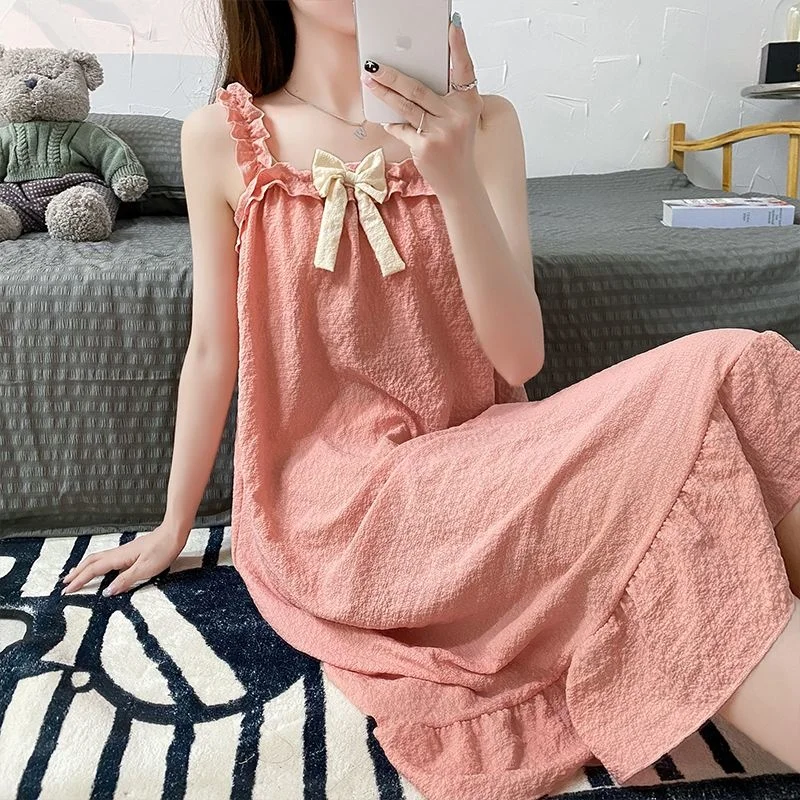 Summer Sleepshirt for Women Sleeveless Losse Long Home Clothes Nightie for Women Nightgowns Cute Sweet Night Dress for Sleeping