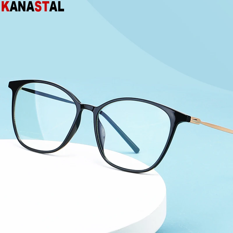 

Women Blue Light Blocking Glasses TR Metal Square Eyeglasses Frame Trend Men Computer Anti Fatigue Eyewear Prescription Glasses