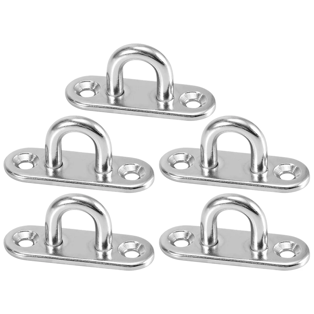 

5 Pcs Ceiling Hook Oblong Pad Wall Mount Fixed Buckle U-Shape Screw Stainless Steel. Design