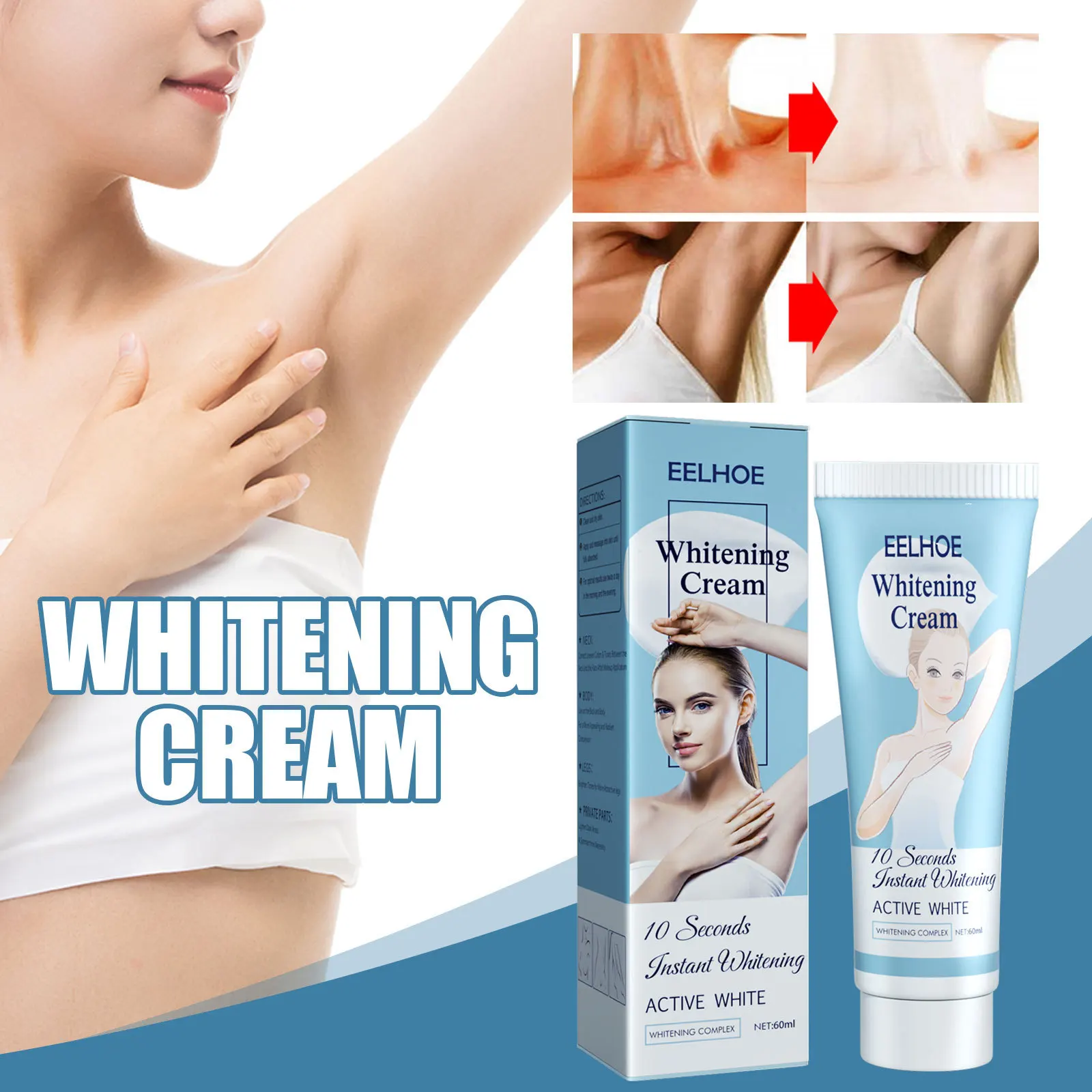 

Women Armpit Whitening Cream Underarm Whitening Cream Legs Knees Private Parts Body White Nourishing Brightening Skin Care 60ml