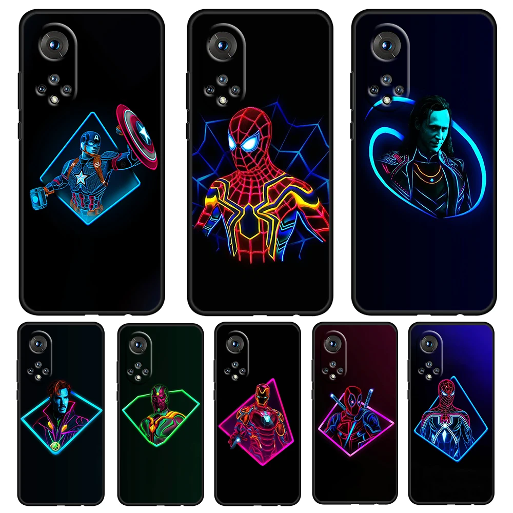 

Marvel Avengers hero color Black Phone Case For Honor 70 60 SE 50 X8 X7 X30 X20 20 10 10X 10i 9C 9A 9X 8A 8X Pro Lite Soft Cover