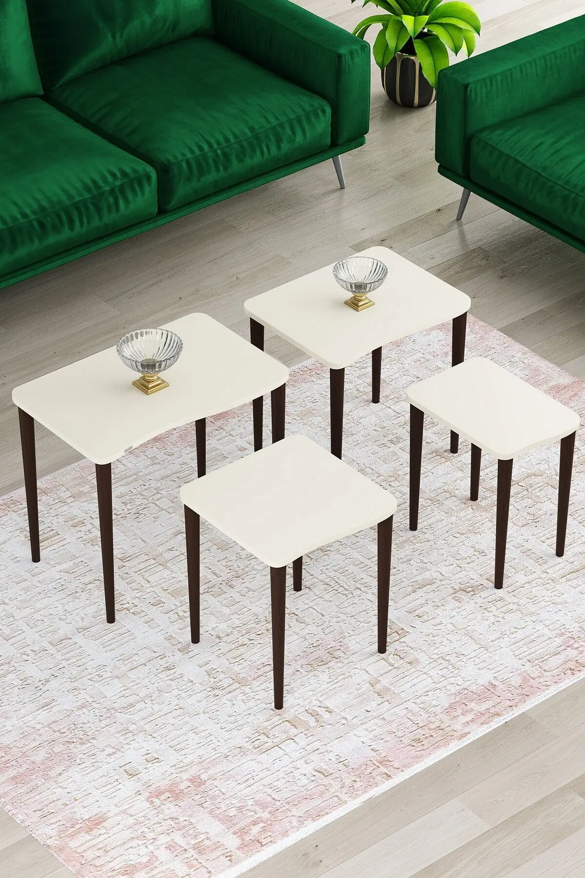 

Modern Swan Series Mdf Zigon Coffee table Takm-4 Pcs coffe table