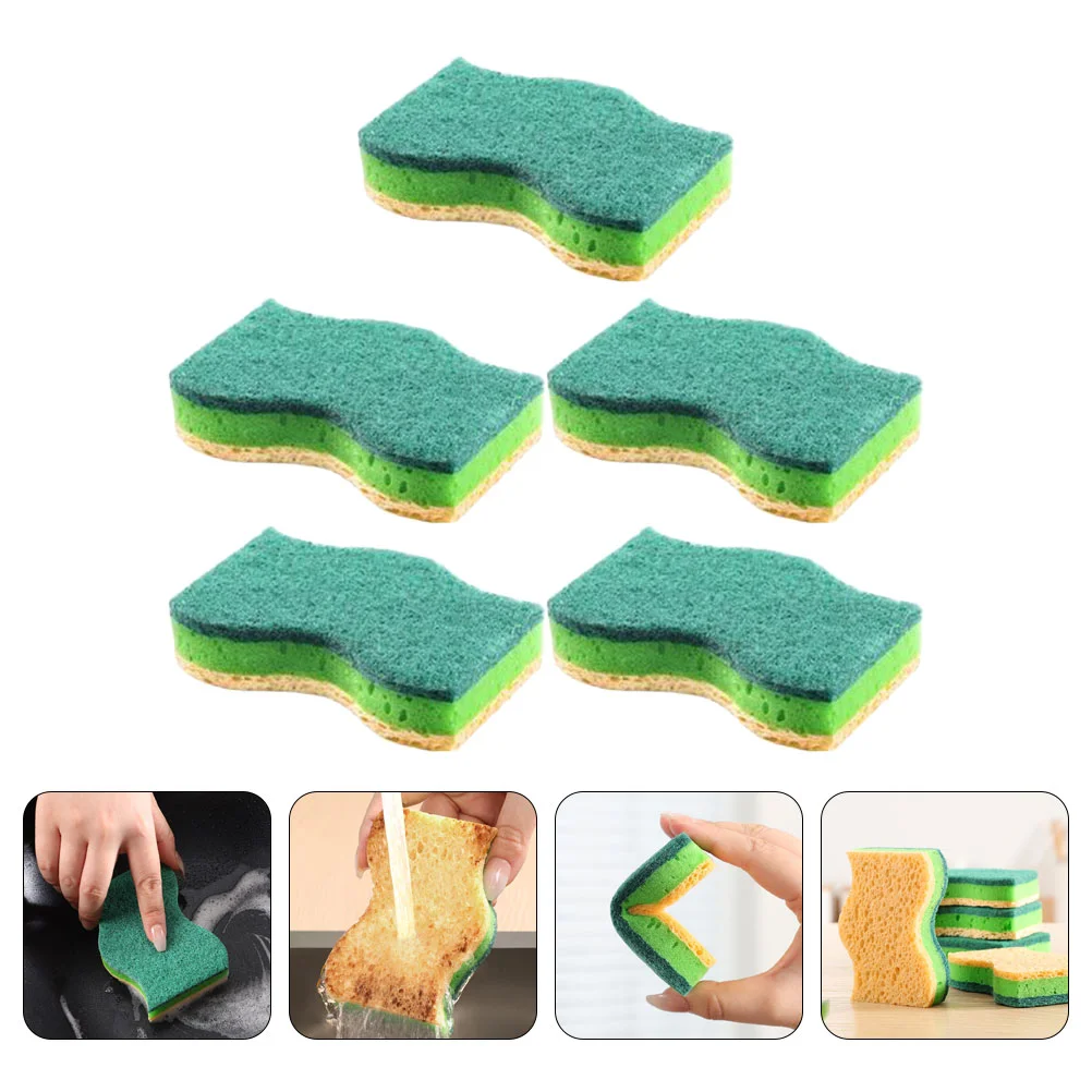 

5 Pcs Sponge Sponges Cleaning Sink Dishwasher Double Sided Washing Kitchen Dishes Compact Wok Household