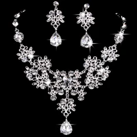 multiple colors water drop wedding bridal formal party prom jewelry sets crystal rhinestone brides necklace earrings sets