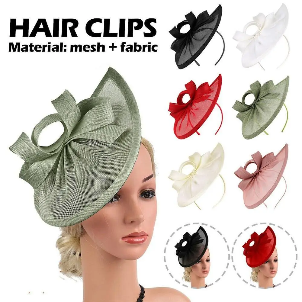 

Fashion Wedding Mesh Hat Fascinator Headband Vintage Hemp Yarn Bowler Hat Hat Hair Accessories Headband