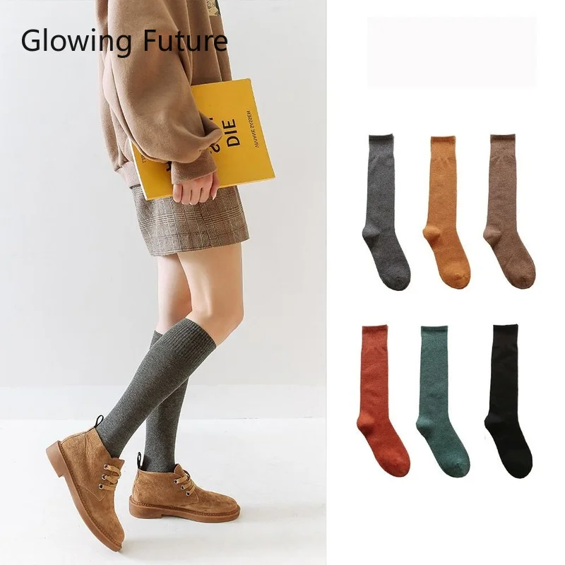 Носки женские из чесаного хлопка в японском студенческом стиле | Женская одежда