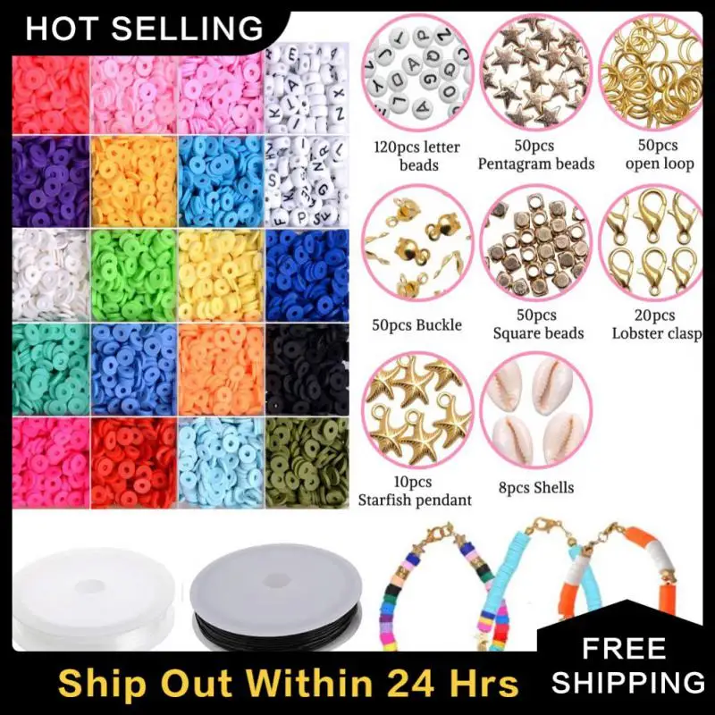 

6mm Flake Shell Soft Pottery Bead Boxed Colorful Disc Bohemian Bracelet Necklace Beads Jewelry Making Accessories