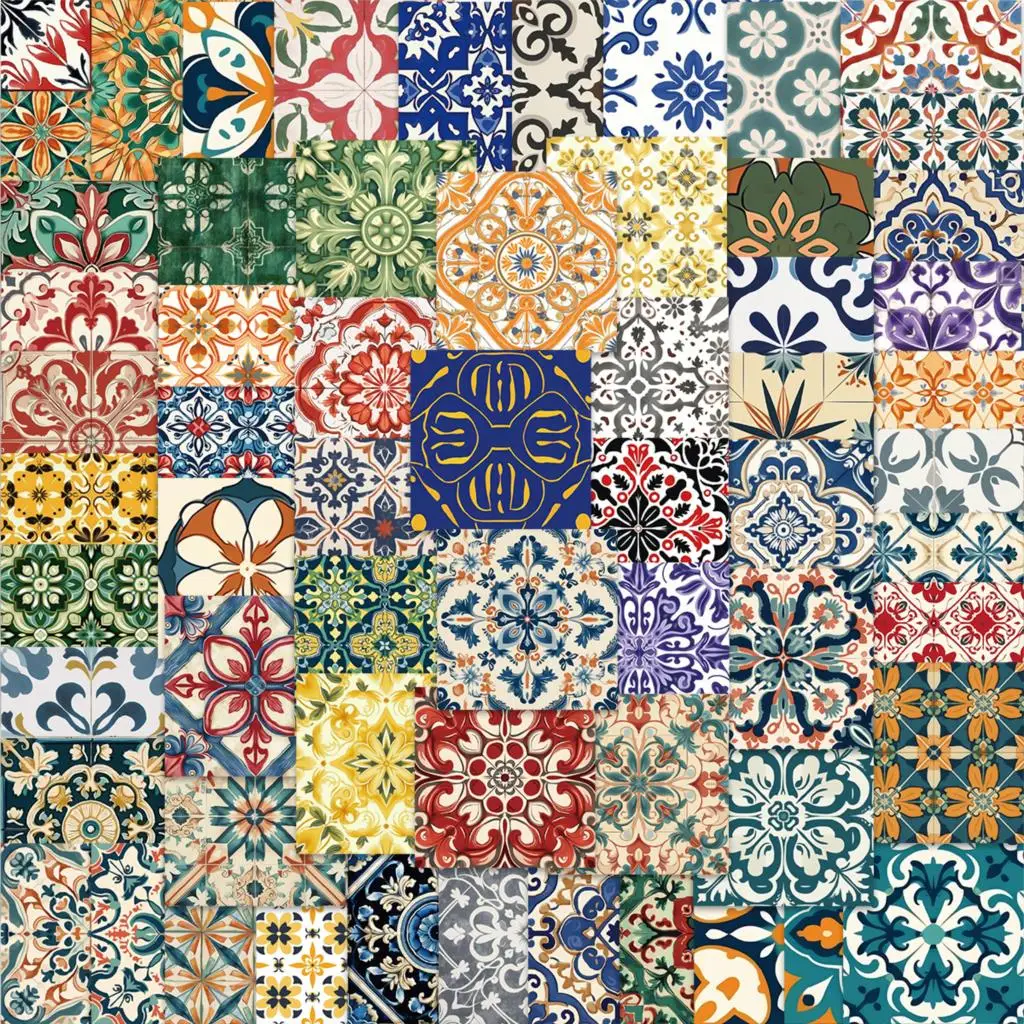 

10/62pcs Stickers Retro Flower Tiles Aesthetics Graffiti Skateboard Waterproof Suitcase Luggage DIY Laptop Car Stickers Decals