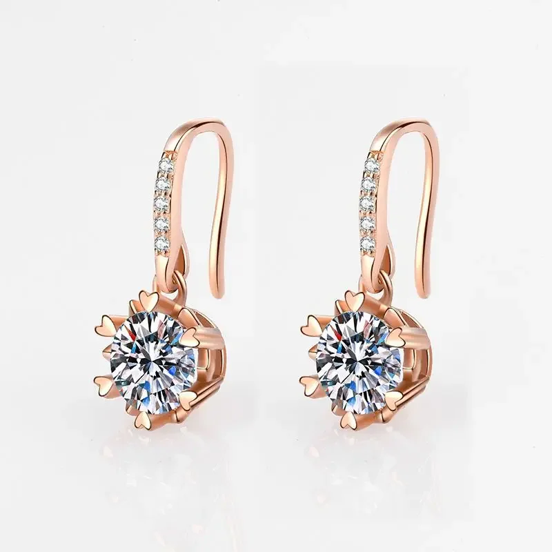 Модные модные серьги-снежинки из розового золота 18 карат простые серебряные