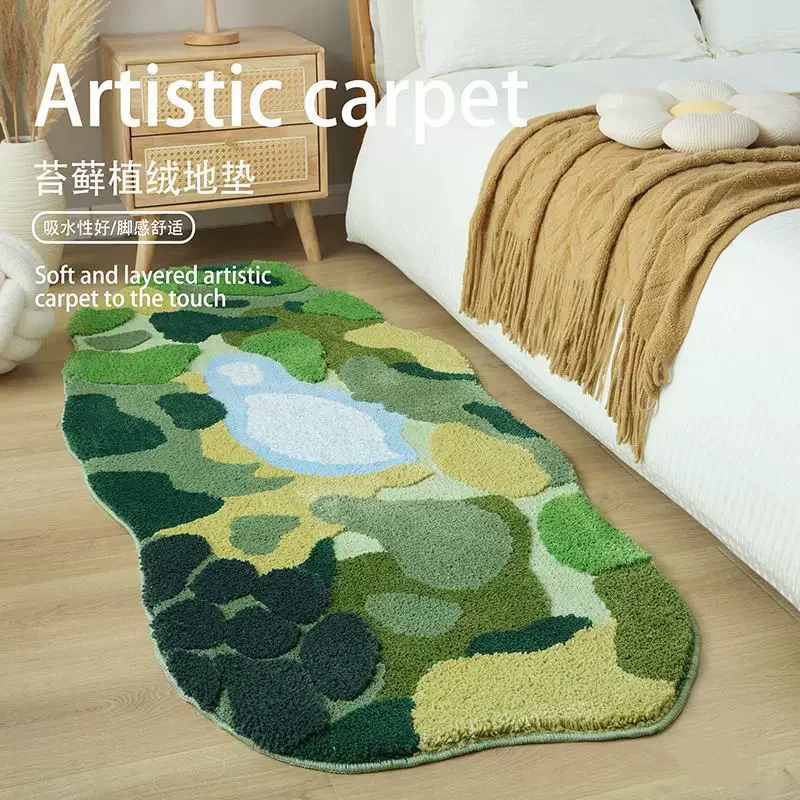 Зеленый лес озеро диван ворсовый ковер домашний Длинный мягкий для спальни