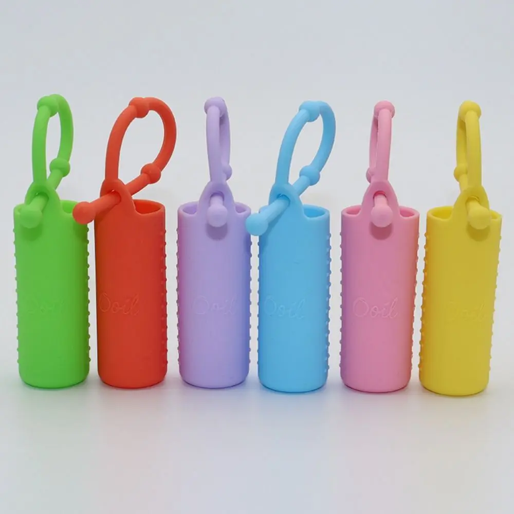 

6PCS with Hanging Rope Essential Oil Bottle Protector Case Silicone Adjustable Roller Bottle Caps Anti Slip Carrying Case