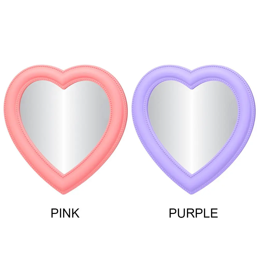 Косметическое зеркало в виде сердца настенное декоративное розового и белого