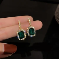 exquisite green flash diamond earrings diamond emerald earrings crystal earrings womens party temperament jewelry