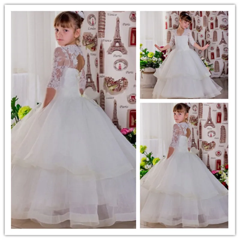 

Нарядное детское платье принцессы, кружевные платья с коротким рукавом и цветочным рисунком для девочек на свадьбу, детское платье-пачка дл...