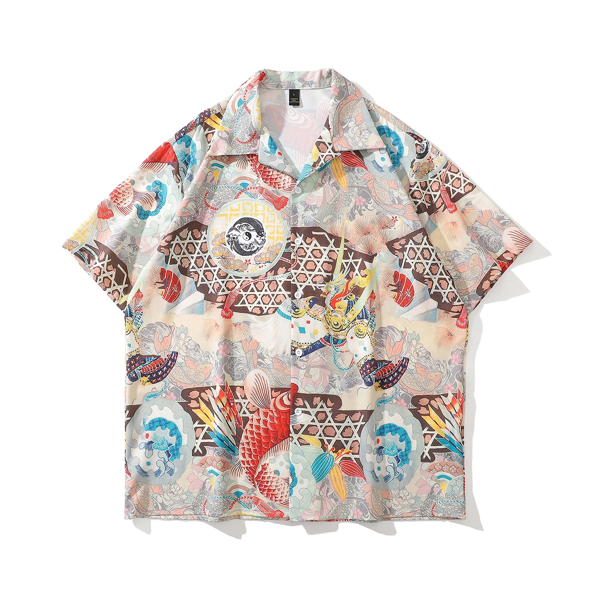 

OSCN7 Повседневная Мужская Уличная рубашка с коротким рукавом и принтом 2022 Гавайские пляжные Большие женские модные рубашки Harujuku для мужчин ...