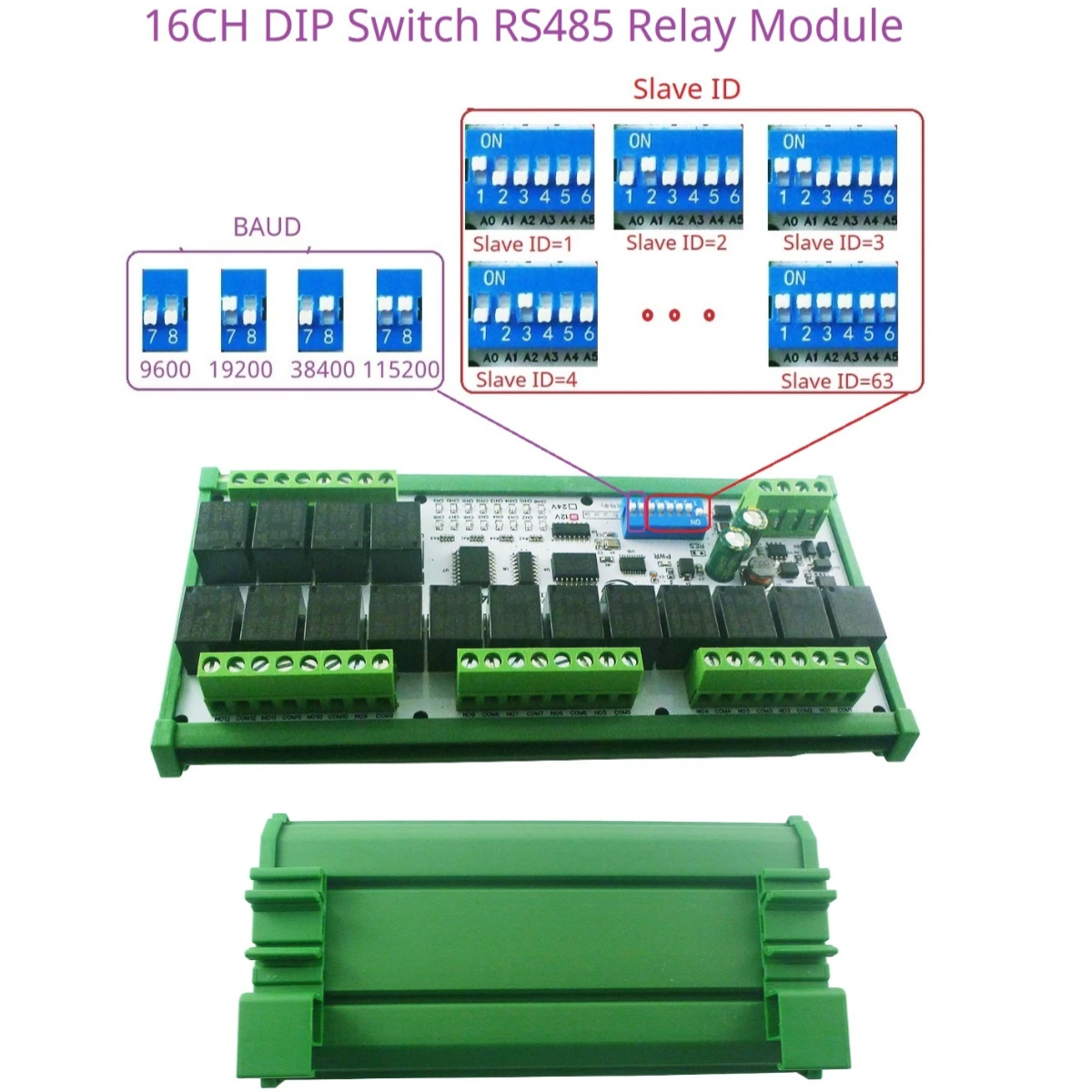 Параметры настройки оборудования Modbus Rtu PLC HMI IO Плата расширения 16CH DC 12 В 24