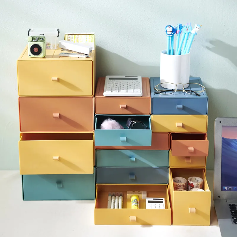 

New desktop storage box plastic drawer dormitory organize color office small drawer box