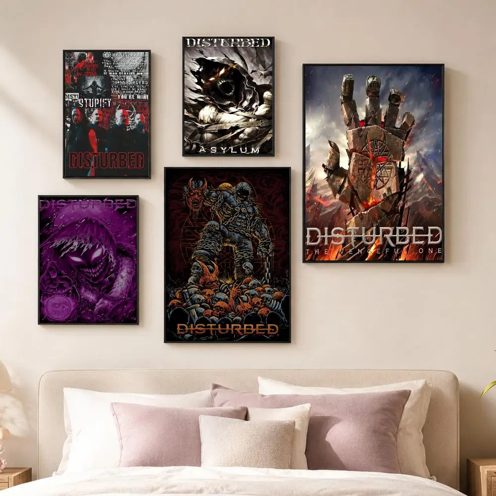 Фото Постер с обложкой альбома группы D-Disturbed в стиле хэви-метал, винтажный принт на бумаге PP, настенное украшение для спальни и гостиной, эстетичный декор. №2