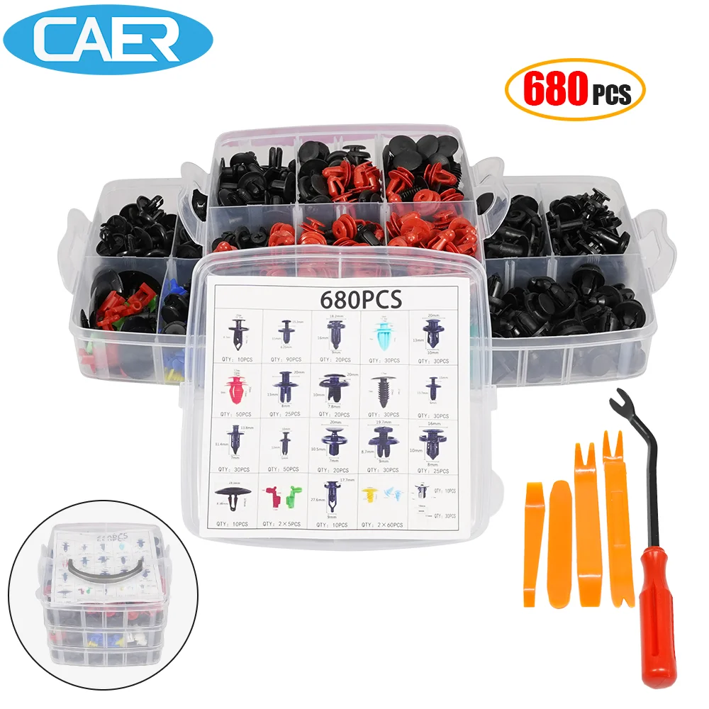 

Пластиковые заклепки, 16 самых популярных размеров, набор автомобильных заклепок с нажимными штифтами, детали автомобильных зажимов, Пласти...