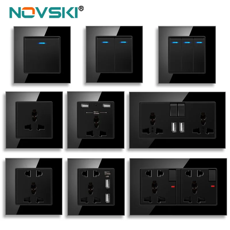 Универсальная Розетка novski 13a 5 лампочек 2 usb-порта для зарядки выход 1 А настенная