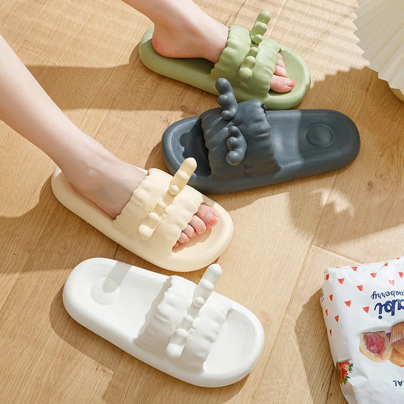 Women Summer Cute Antler Slippers Thick Massage Bottom Slides Home Anti-Slip Bathroom EVA Slippers Couples Campus Beach Sandals