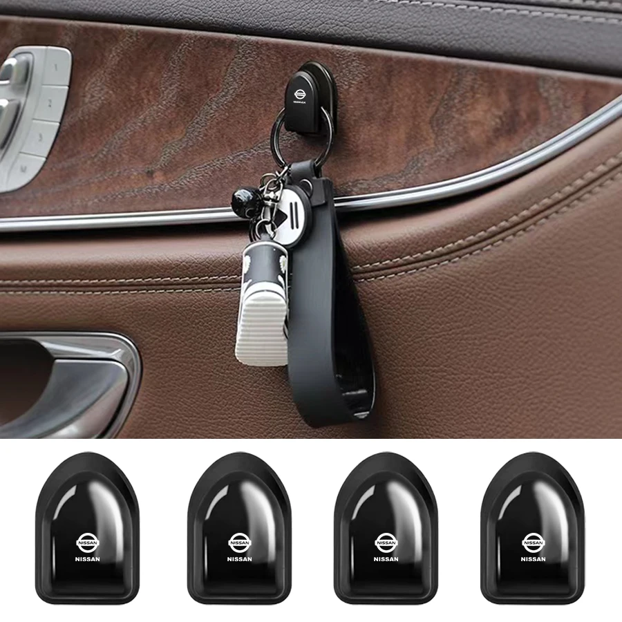 

4Pcs Car Hooks Organizer Storage Hanger for USB Cable Headphone Key Storage For Nissans Nismo X-trail Almera Qashqai Tiida Teana