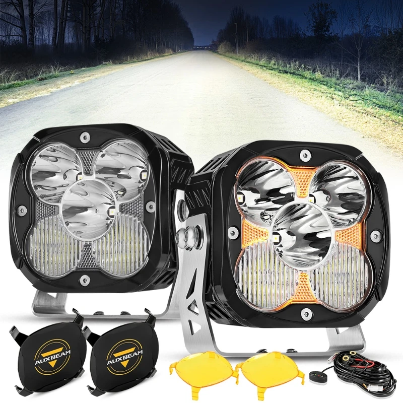 

AUXBEAM 4,5-дюймовый светодиодный светильник 128 Вт 15200LM Combo/Spot/Flood Beam с янтарным DRL и жгутом проводов DT для грузовиков-пикапов Offroad