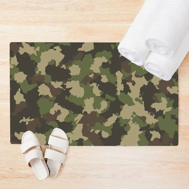 

Classic Woodland Camo Camouflage Pattern Bathroom Mat Kitchen Floor Mats Kitchen Floor Mats Can Be Customized