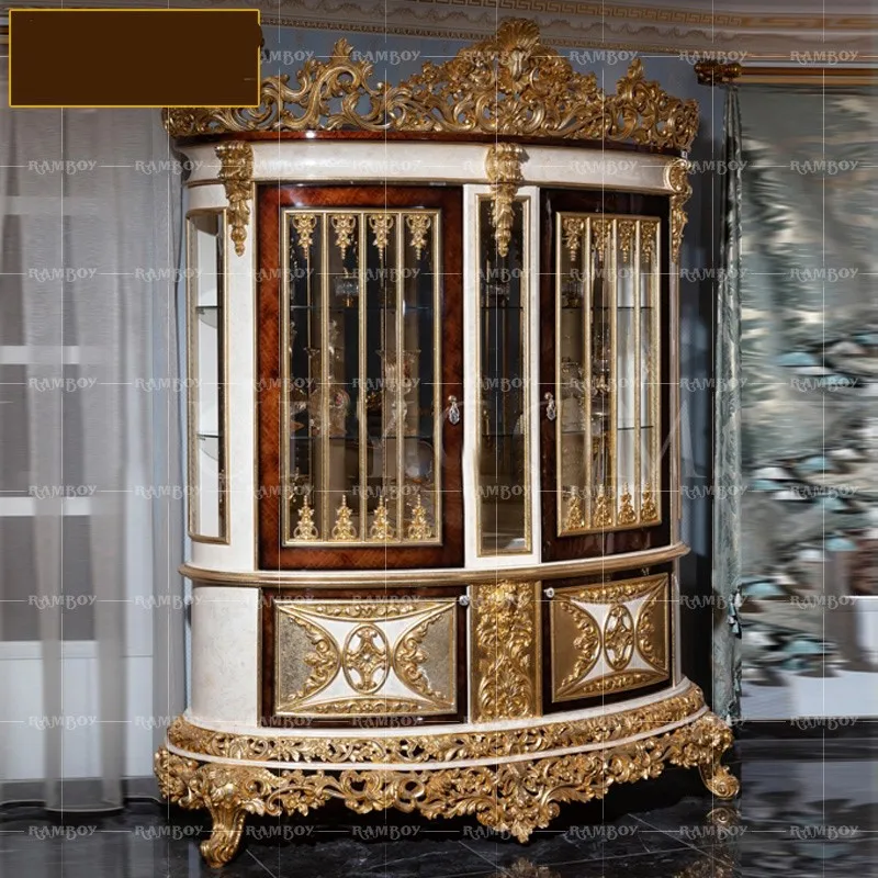 

Винный шкаф во французском стиле для гостиной в европейском стиле с двумя дверцами, вертикальный стеклянный дисплей