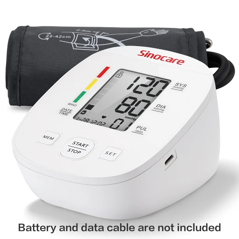 

Sinocare Arm Blood Pressure Monitor Digital Sphygmomanometer Medical Pressure Meter Gauge Device Cuff Pulse Heart Rate Health