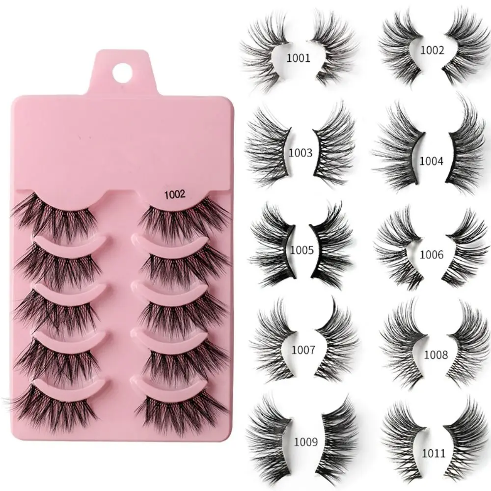 

5 Pairs Of 3D Artificial Mink False Eyelashes Reusable False Eyelashes Fluffy False Eyelashes Eyelash Extension Tool