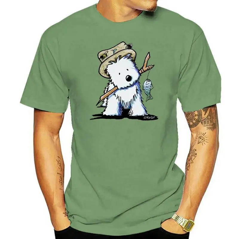 

Inktastic Westie Fishing Buddy Футболка-Kiniart West Highland Terrier Dog Breed Apparel Casual Футболка